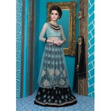 M16012 MEHAK BLACK AND SEA BLUE GEORGETTE PARTY WEAR SUIT 